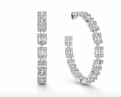Diamond-Style Hoop Earrings