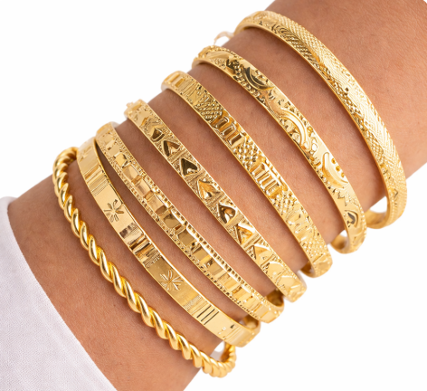 7 Pcs Gold Bangle Set