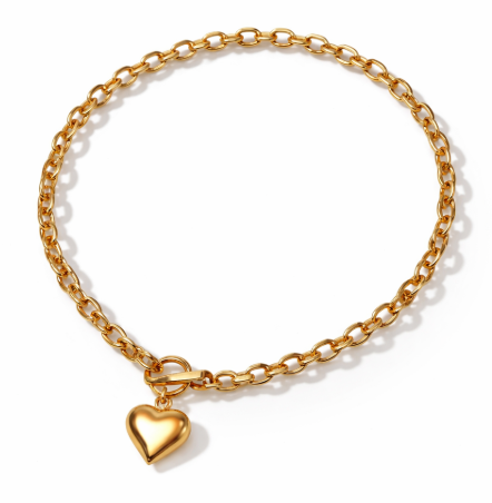Gold Heart Choker Necklace