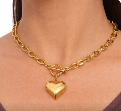 Gold Heart Choker Necklace