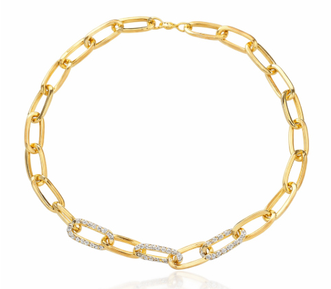 Crystal Link Gold Necklace