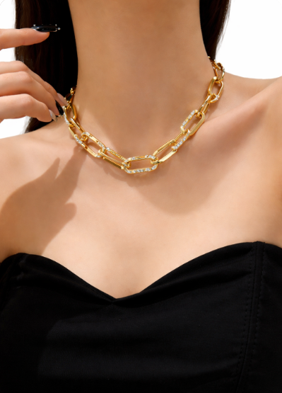 Crystal Link Gold Necklace