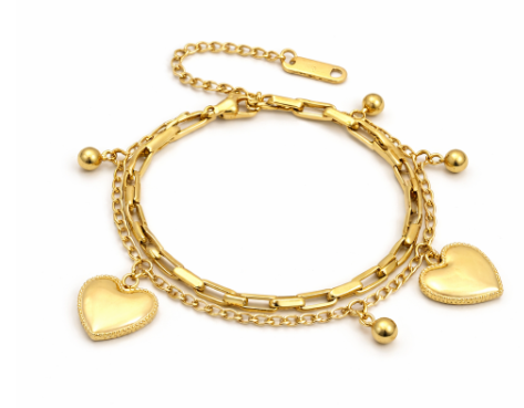 Golden Heart Charm Bracelet